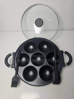 7-Hole Non-Stick Masa and Cake Maker Pan With Glass Lid & Utensils