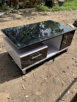 Center Table With Drawers and Glass by Morderncity Furniture