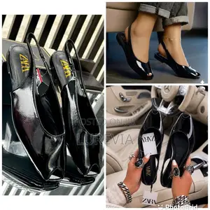 Peep-Toe Slingback Low Block-Heel