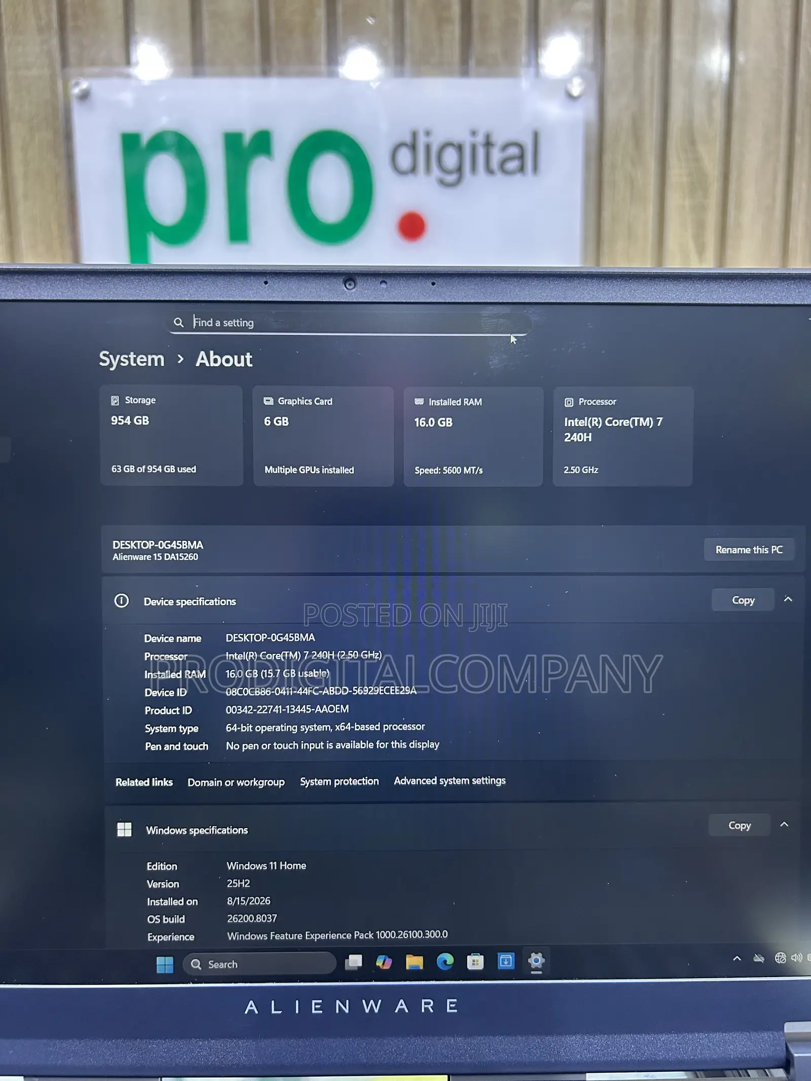 New Laptop Alienware 15 16GB Intel Core 7 SSD 1T