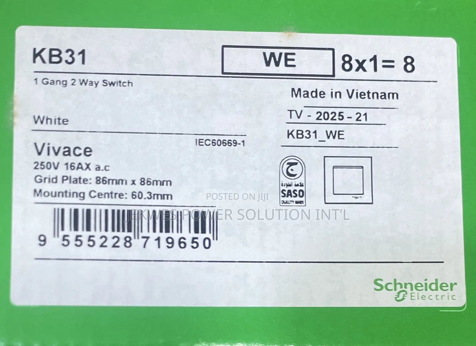 Original 1 Gang 2 Way Switch Schnider
