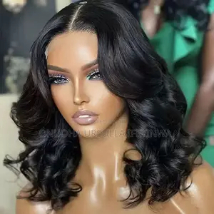 16” 5X5 200% Glueless Wig Bouncy Curl Lace Wig Real Human Hair.