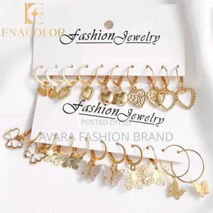 10Pairs/Set Luxury Heart Dangle Earrings Butterfly Earings Set