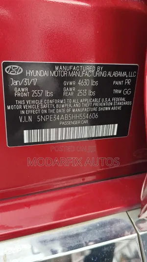 Hyundai Sonata Sport 2.0T Sedan FWD (2.0L 4cyl 6A) 2017 Red
