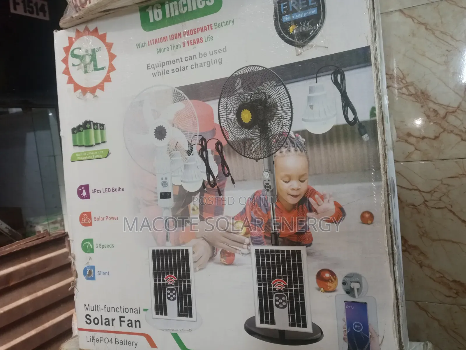 SPL Solar Rechargeable Standing Fan