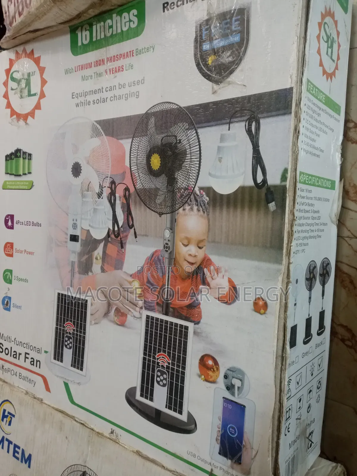 SPL Solar Rechargeable Standing Fan