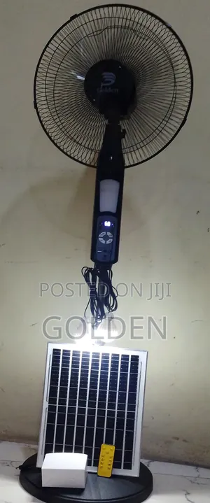 Golden Solar Rechargeable Fan-Led Light,Bluetooth Speaker,8-12Hrs