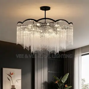 Luxury Black & Clear Crystal Chandelier -for Living Room, Duplexes