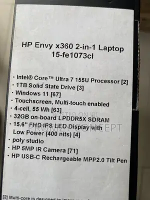 New Laptop HP Envy 15 32GB Intel Core Ultra 7 SSD 1T