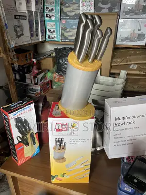 Home Touch 7-Piece Stainless Steel Knife Set With Wooden Block Stand