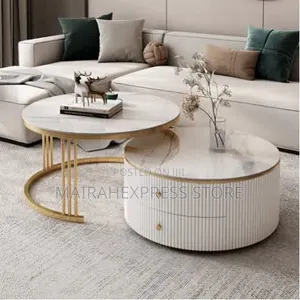 Real Marble With 2 Drawers Center Table
