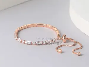 Rose Gold Tennis Rope Bracelet With Sparkling Crystal Stones