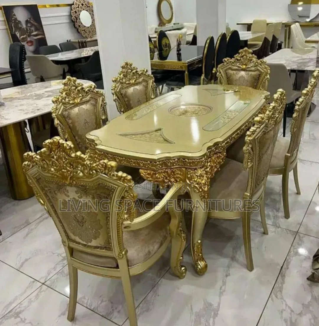 Royal Dining Table With 6 Fabric Chairs