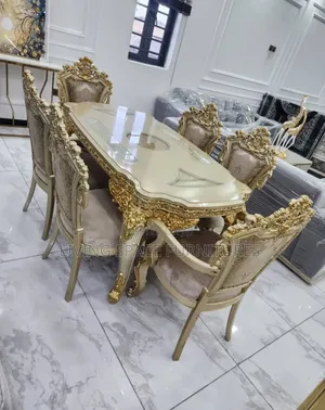 Royal Dining Table With 6 Fabric Chairs