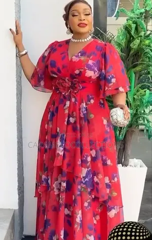 Elegant Red Floral Maxi Dress | Stylish Occasion & Party Wear