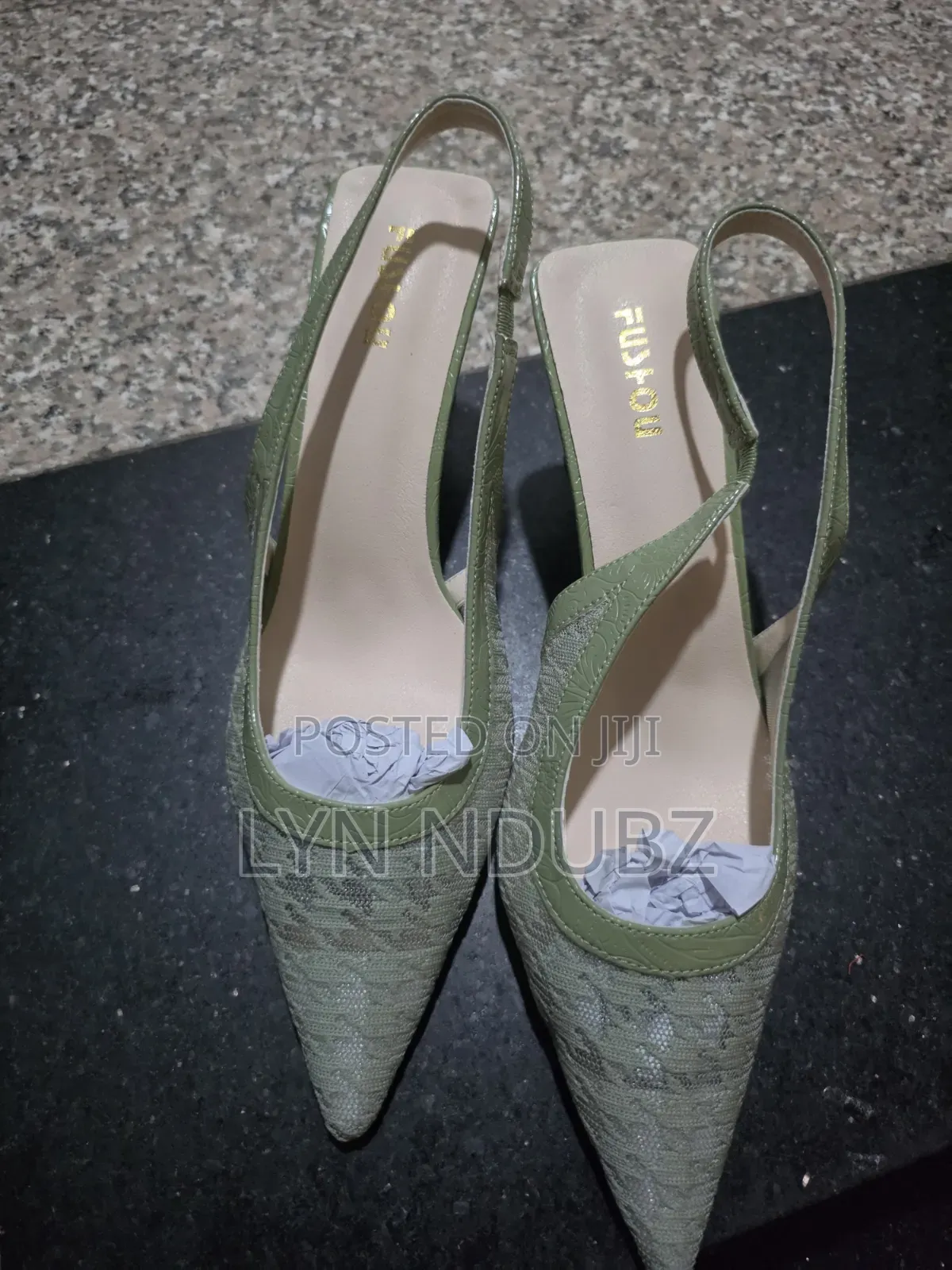 Mesh Pointed Toe Sling Back Heels