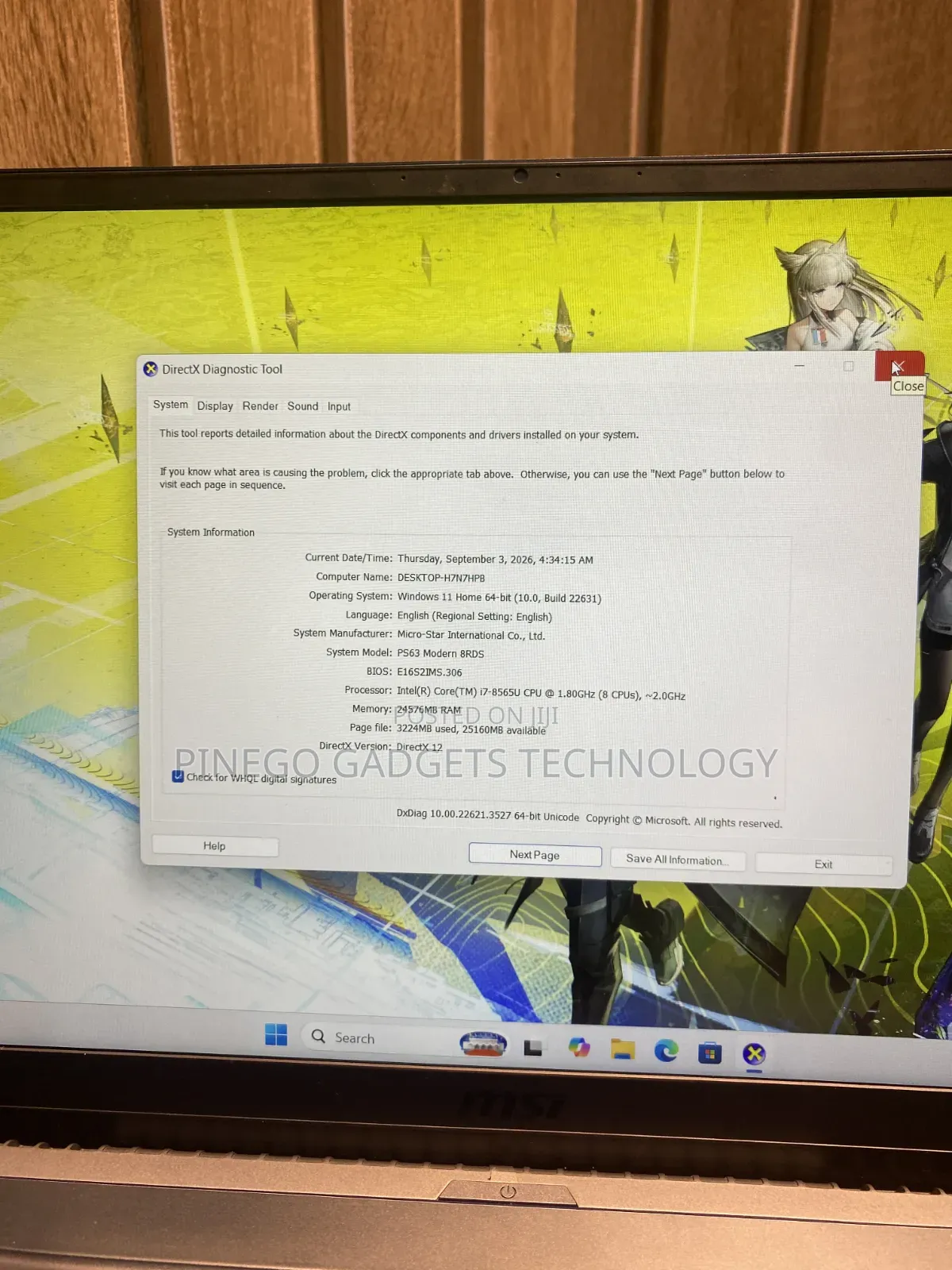 Laptop MSI 16GB Intel Core i7 SSD 512GB