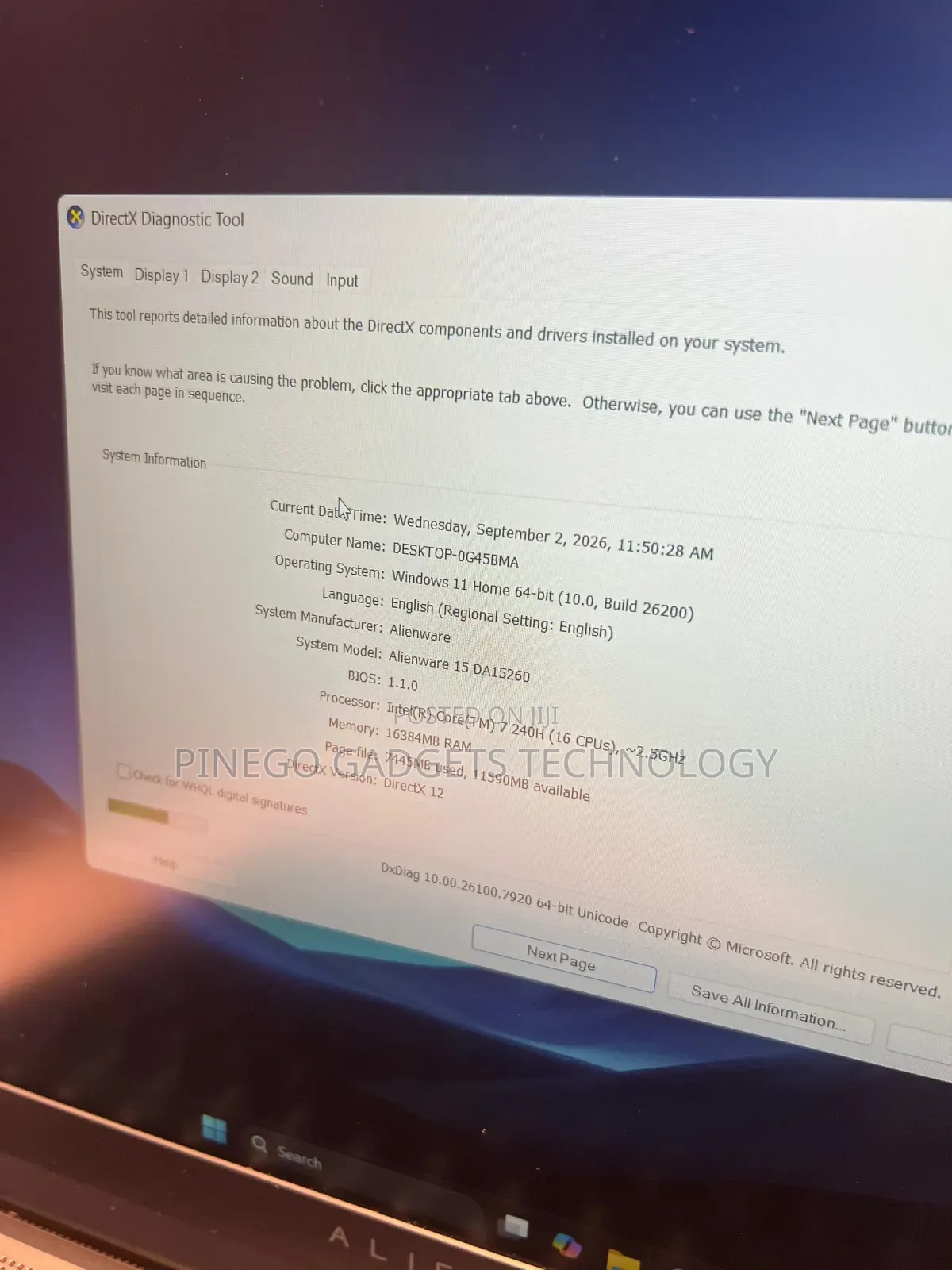 New Laptop Alienware M15 6GB Intel Core 7 SSD 1T