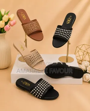 Premium ZABA Studded Flat Slippers for Ladies