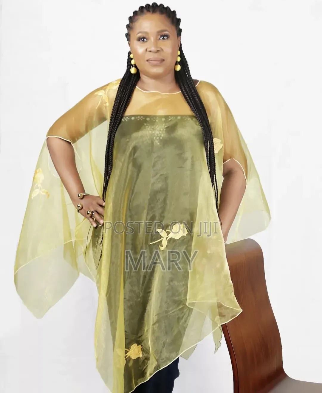 Yellow Chiffon Poncho ( Top )