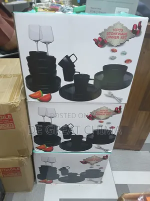 16pcs Dinner Set Plate Black