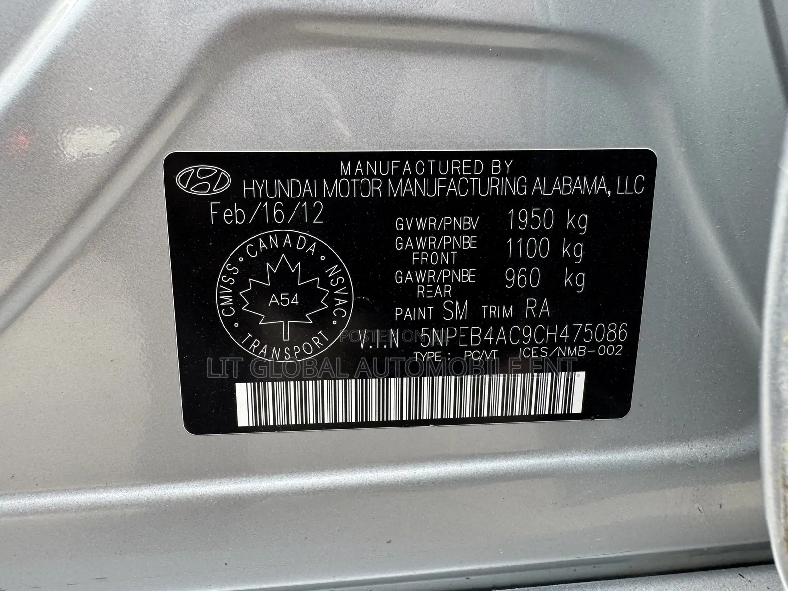 Hyundai Sonata 2012 Silver