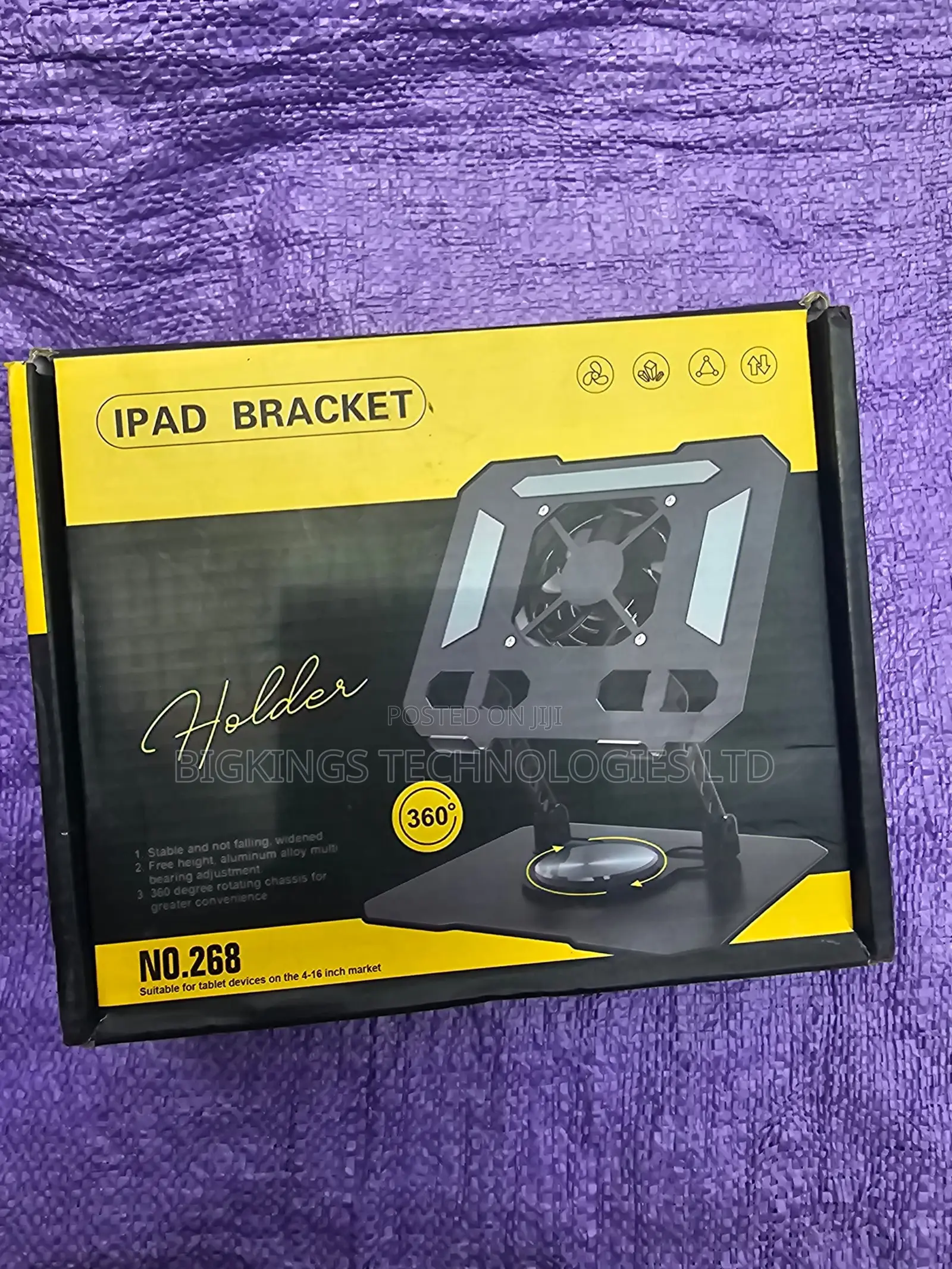 360 Rotating Tablet Desk Stand Holder With USB Cooler