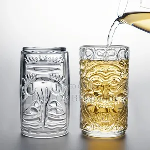 Transparent Crystal Tiki Style Beer Cocktail & Water Glass