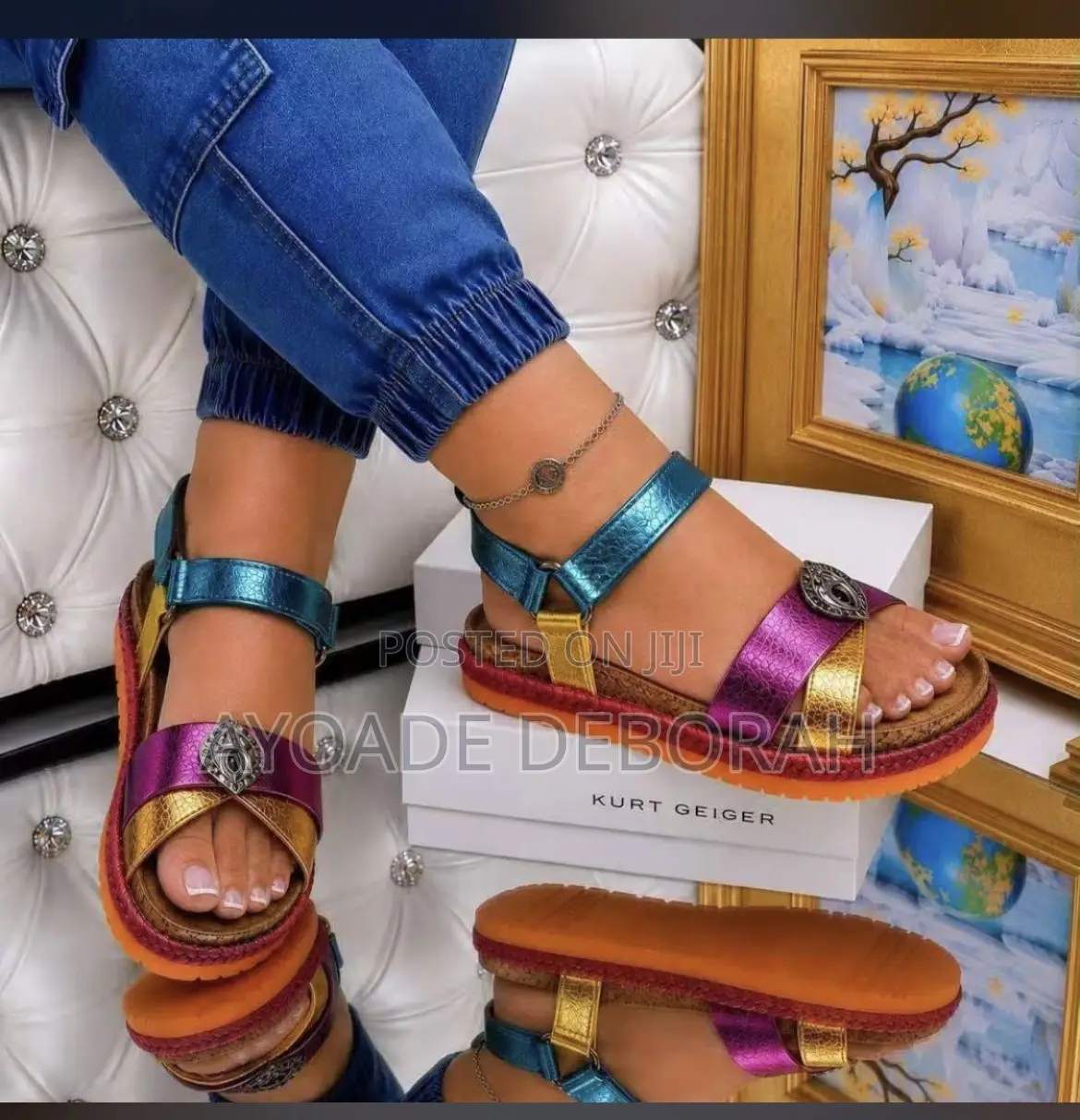 Multicolor Metallic Platform Sandals ❤❤