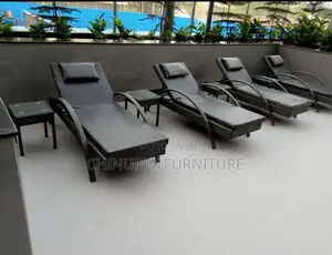 Rattan Pool Side Bed Lounger With Side Table