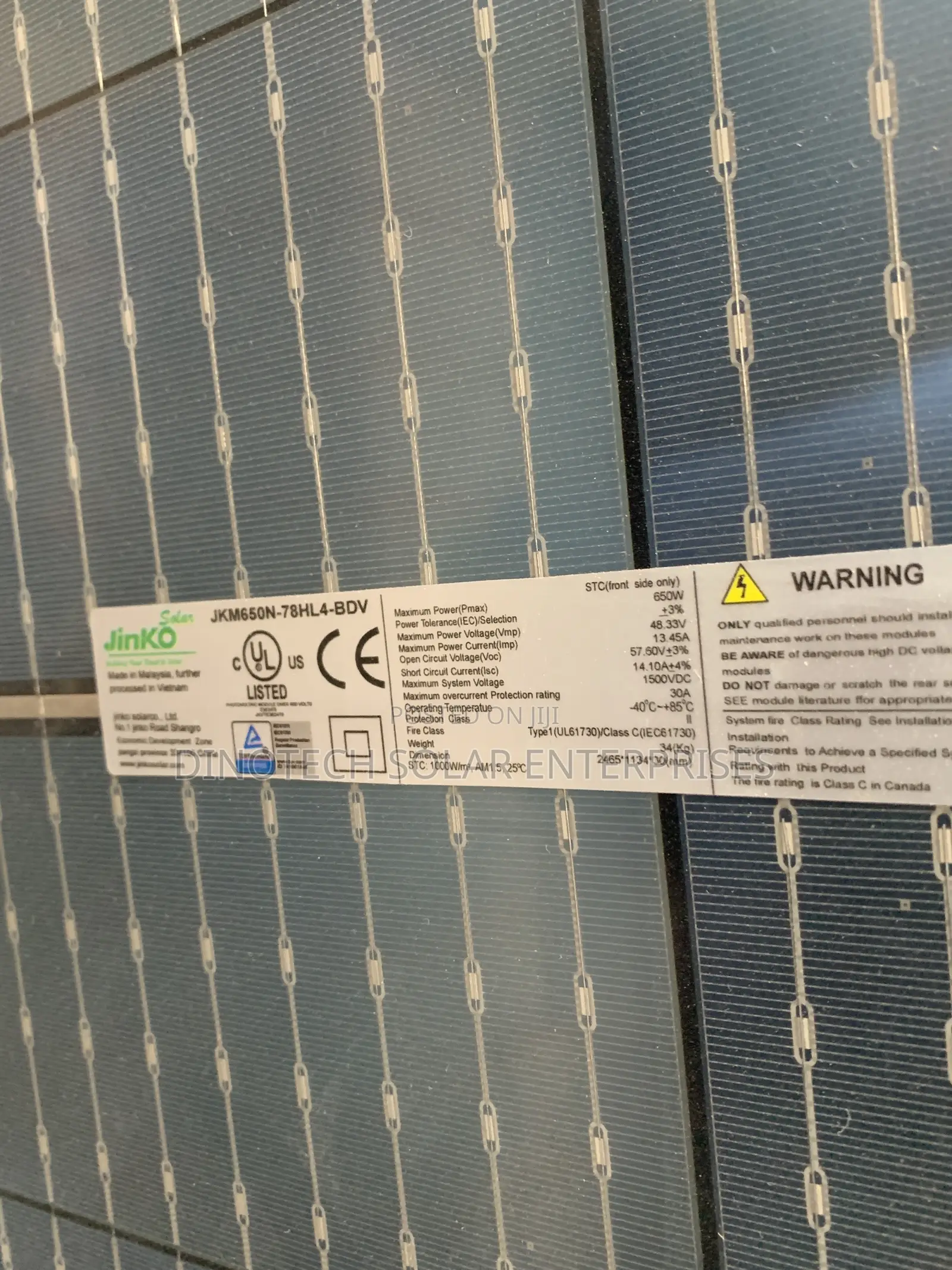 650w 156cells Jinko Solar Bifacial Half Cut Panel