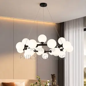 Modern Clear White Glass Bubble Pendant Lamp Round Chandelier Light