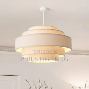 Fabric Pendant Light Modern White Cloth Hanging Lamps