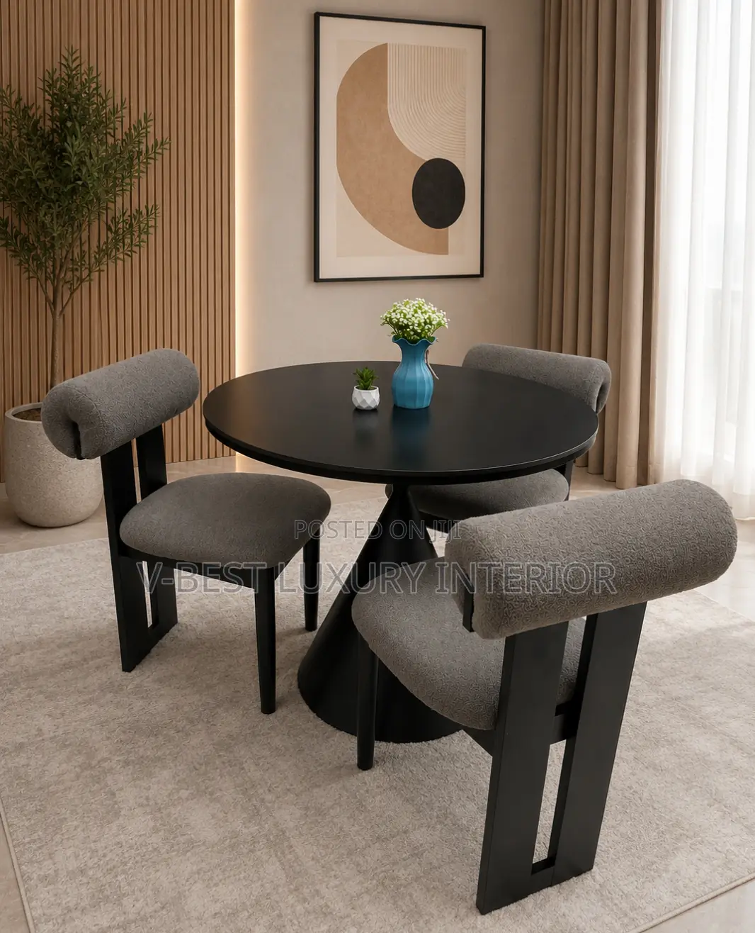 Grey Luxe 3-Seater Dining Set_ Imported Original Dining Set