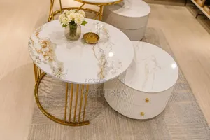 Real Marble With 2 Drawers Center Table