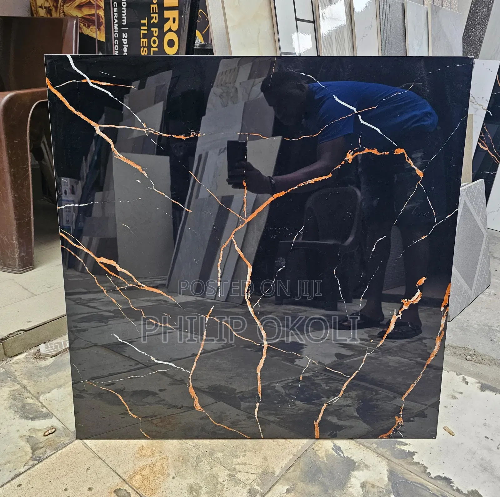 Super Polish Black 80x80 Floor Tiles