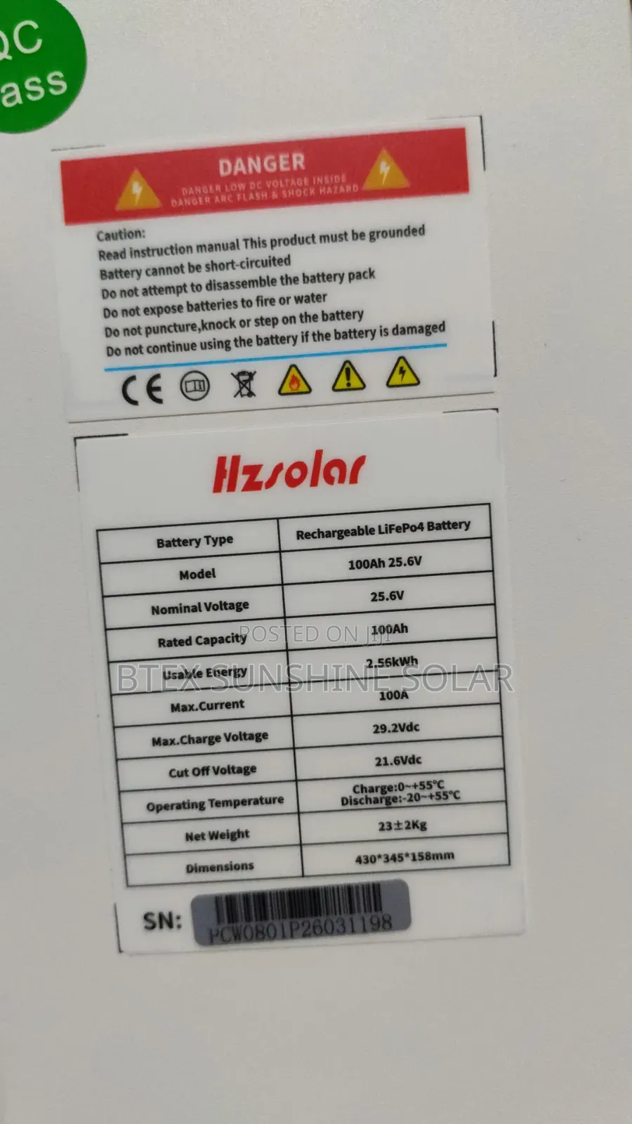 2.5kwh Hz Lithium Battery 24v