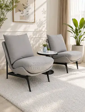 Accent Lounge Chair, Quality Metal Frame Light Gray/Brown