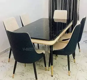Modern 6-Seater Marble Dining Table Set