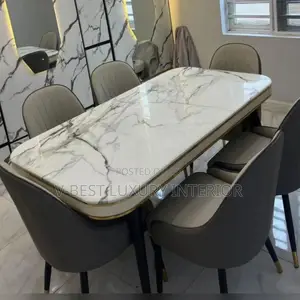 Modern 6-Seater Marble Dining Table Set