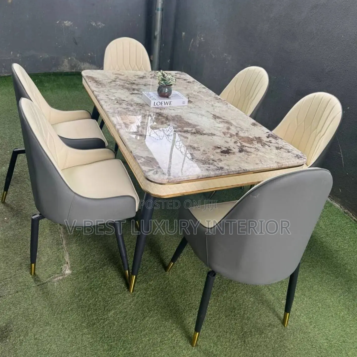 Modern 6-Seater Marble Dining Table Set
