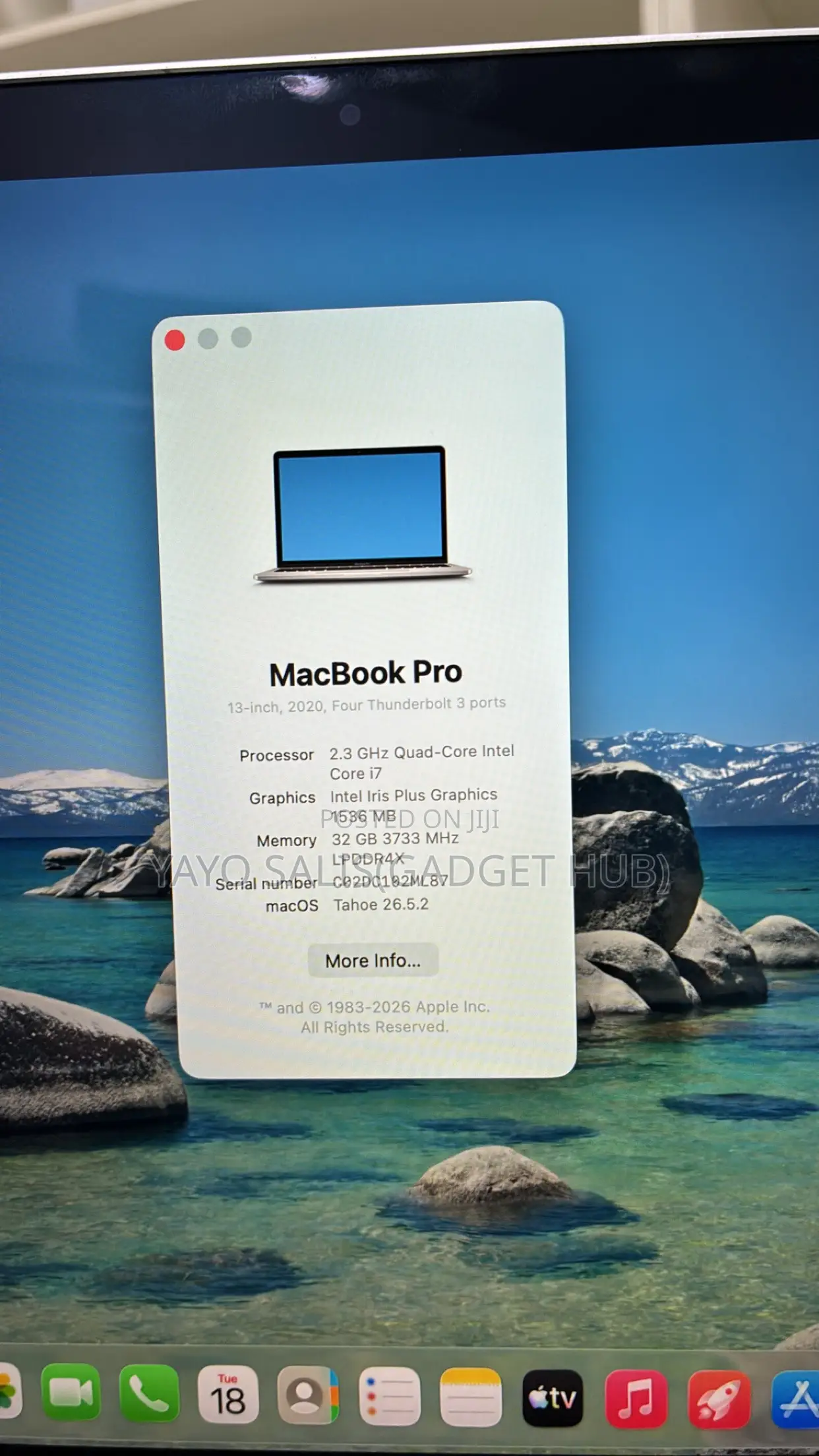 Laptop Apple MacBook Pro 2020 32GB Intel Core i7 SSD 1T