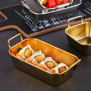 Stainless Steel Gold Serving Plate for Chicken & Chips