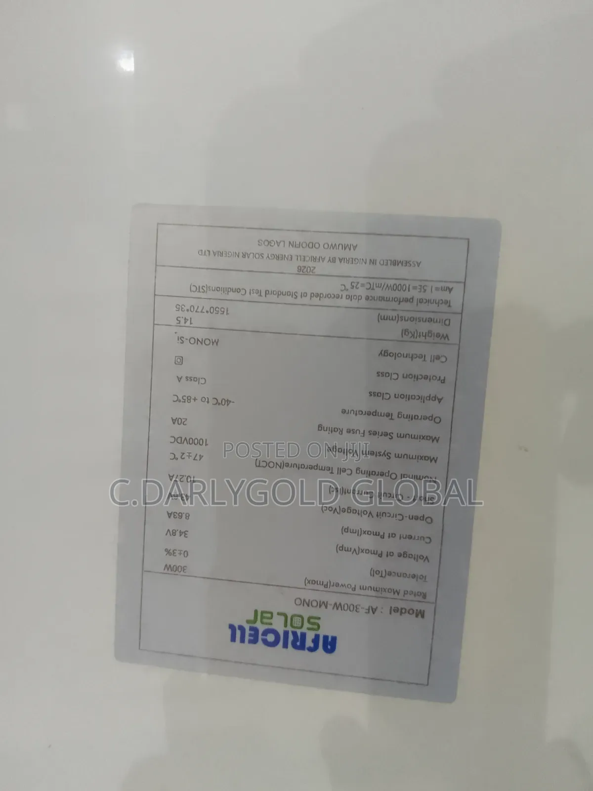 Africell 300watts Solar Panel