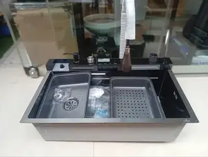 Multifunctional Waterfall Kitchen Sink, Piano Four-Button
