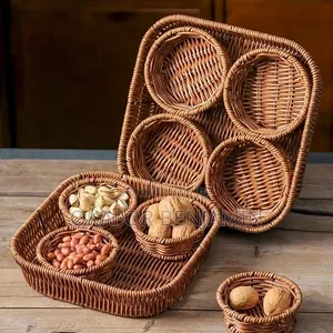 Rattan Woven Multipurpose Sancks & Food Storage Basket Tray