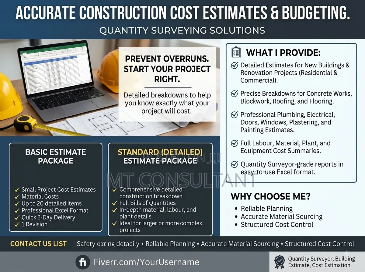 Quantity Surveyor, Cost Estimation, BoQ and Cost Control