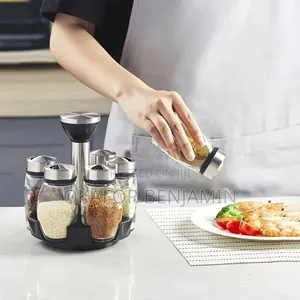 Six Pieces Spice & Seasoning Bottle With Revolving Rack