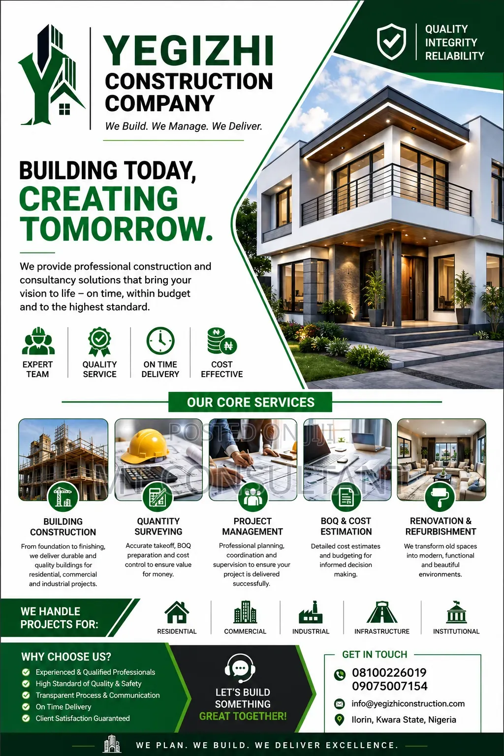 Quantity Surveyor, Cost Estimation, BoQ and Cost Control