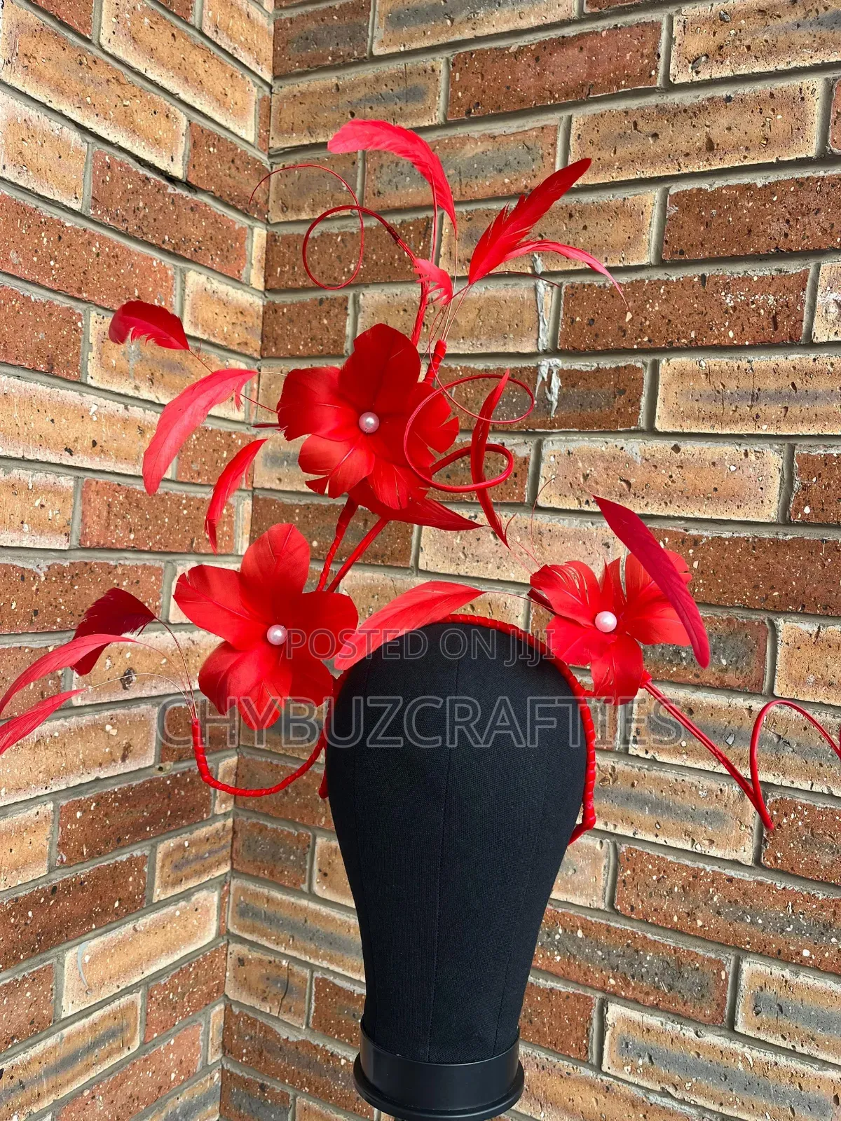 Red Feathery Facinator